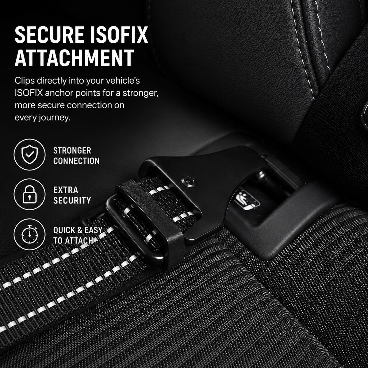 TREKKI 3-in-1 Dog Bungee Car Seat Belt With 360° Lockable Buckle & Hook Latch