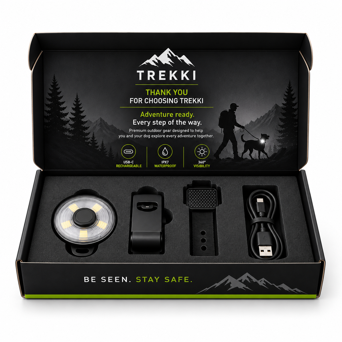 TREKKI 360° Rechargeable Dog Safety Light