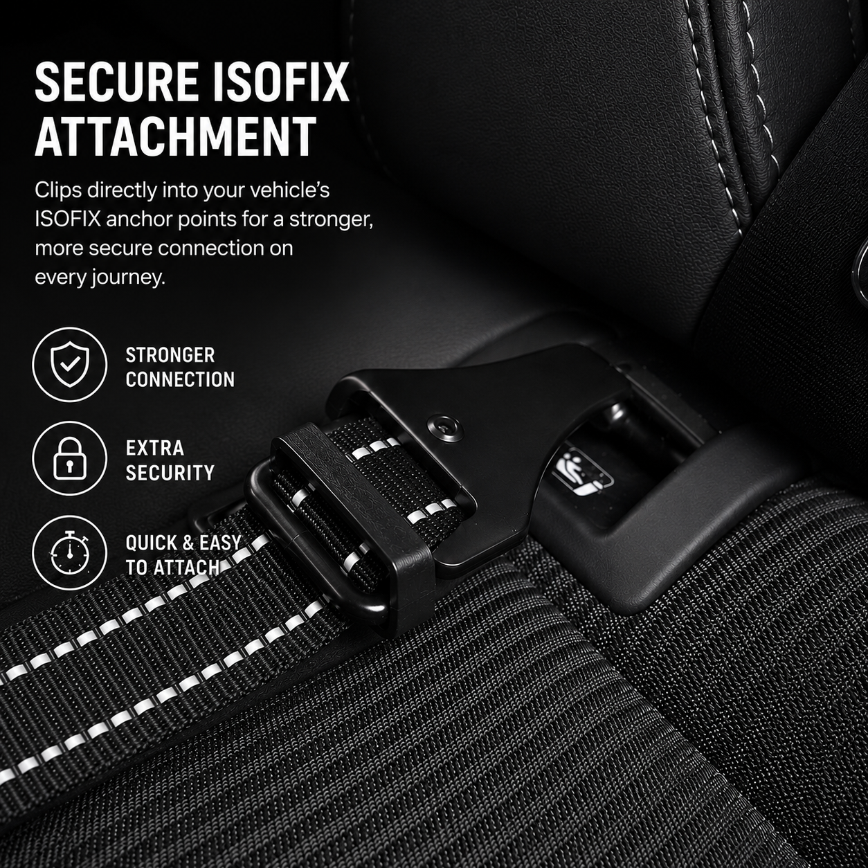TREKKI 3-in-1 Dog Bungee Car Seat Belt With 360° Lockable Buckle & Hook Latch