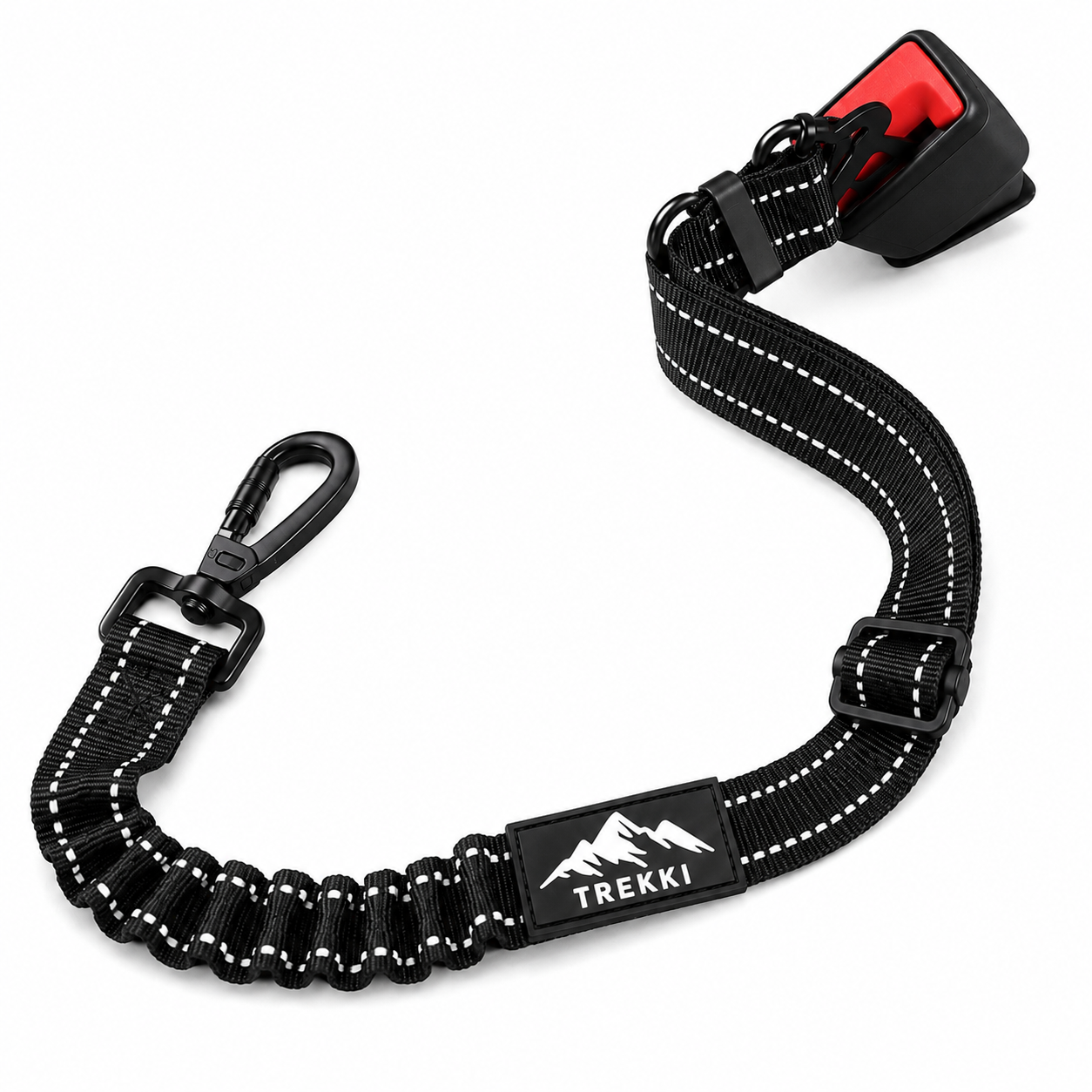 TREKKI 3-in-1 Dog Bungee Car Seat Belt With 360° Lockable Buckle & Hook Latch
