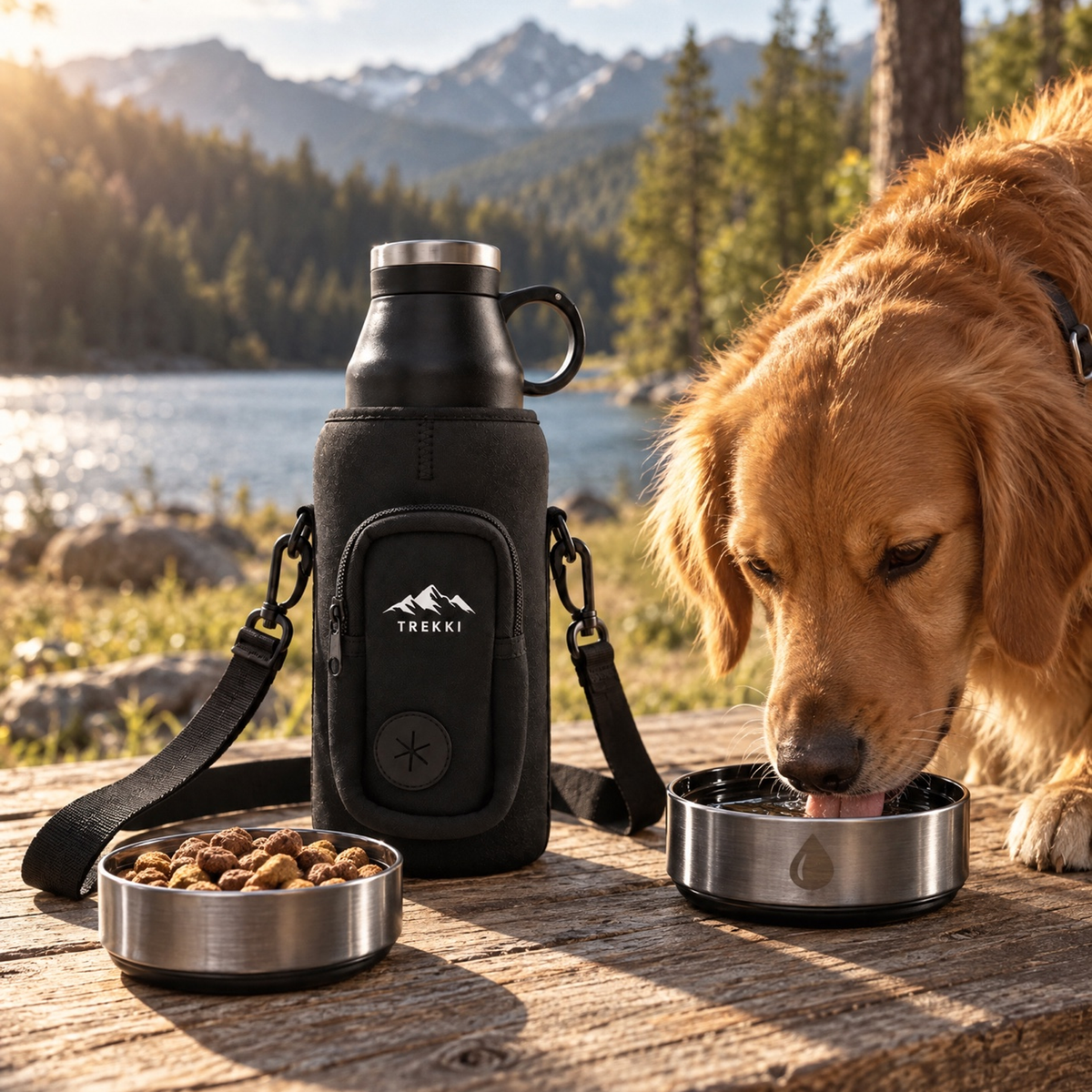 TREKKI 3 in 1 Water Bottle for Dogs including Buddy Bag