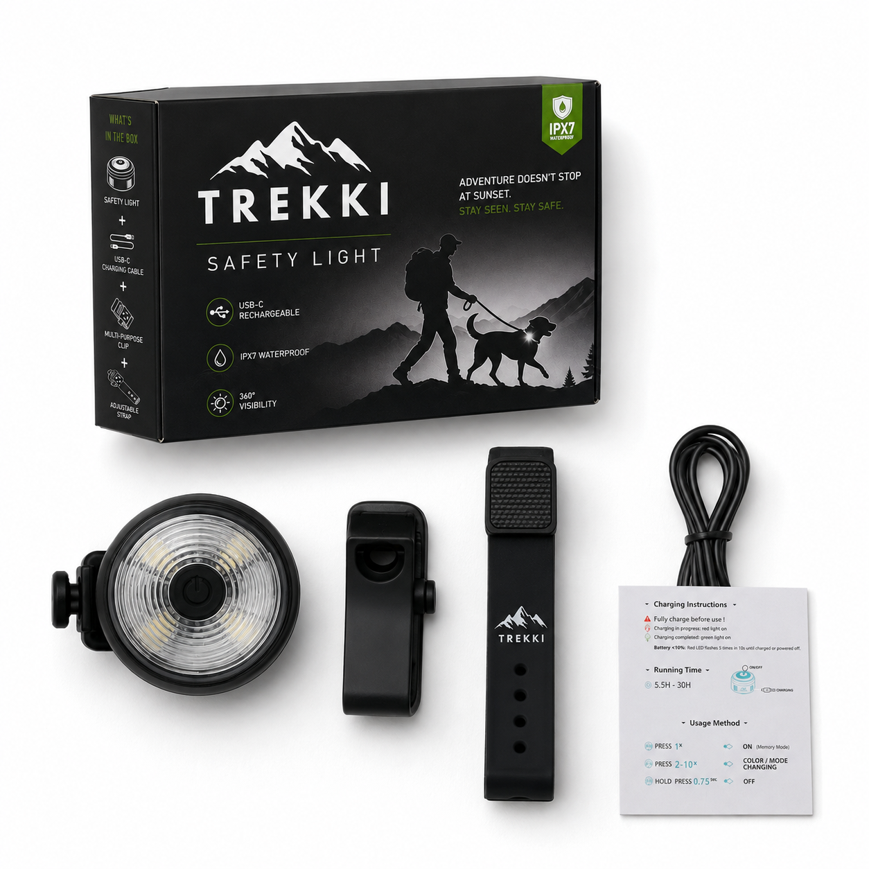 TREKKI 360° Rechargeable Dog Safety Light